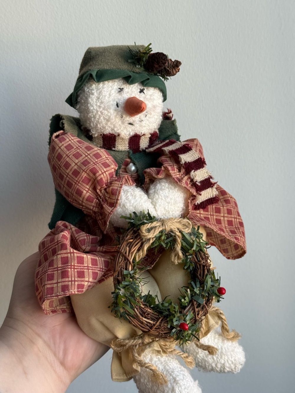 GANZ 1998 Snowman Couple 12" Lady Plushie Christmas Holiday Decor